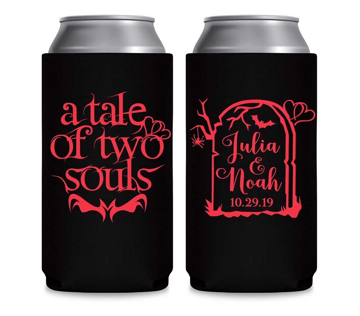 A Tale of Two Souls 1A Foldable 12 oz Slim Can Koozies Wedding Gifts for Guests