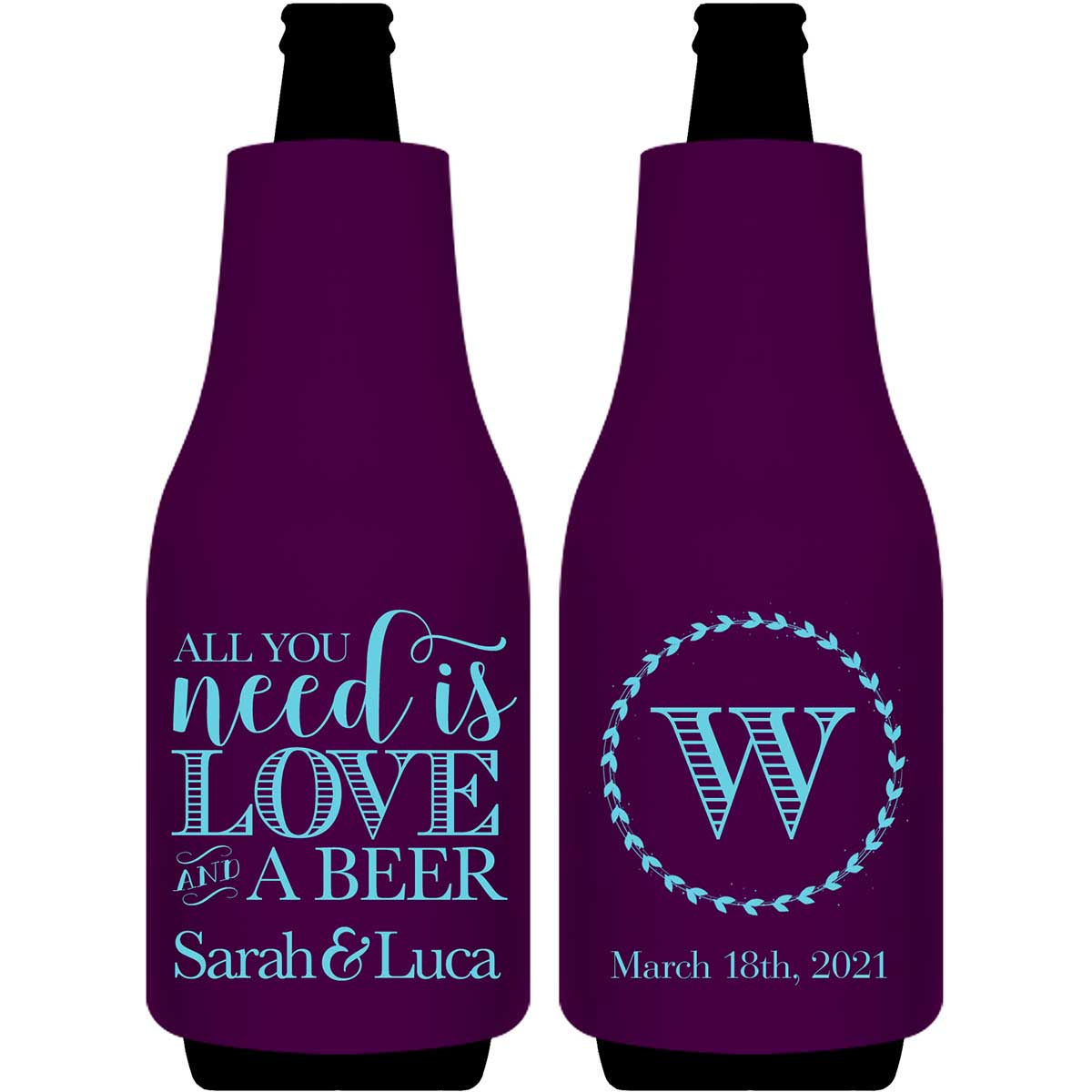 All You Need Is Love And A Beer 1A Foldable Bottle Sleeve Koozies Wedding Gifts for Guests