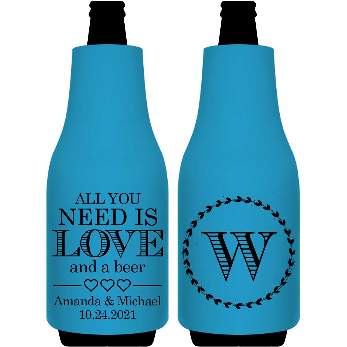 All You Need Is Love And A Beer 1B Foldable Bottle Sleeve Koozies Wedding Gifts for Guests