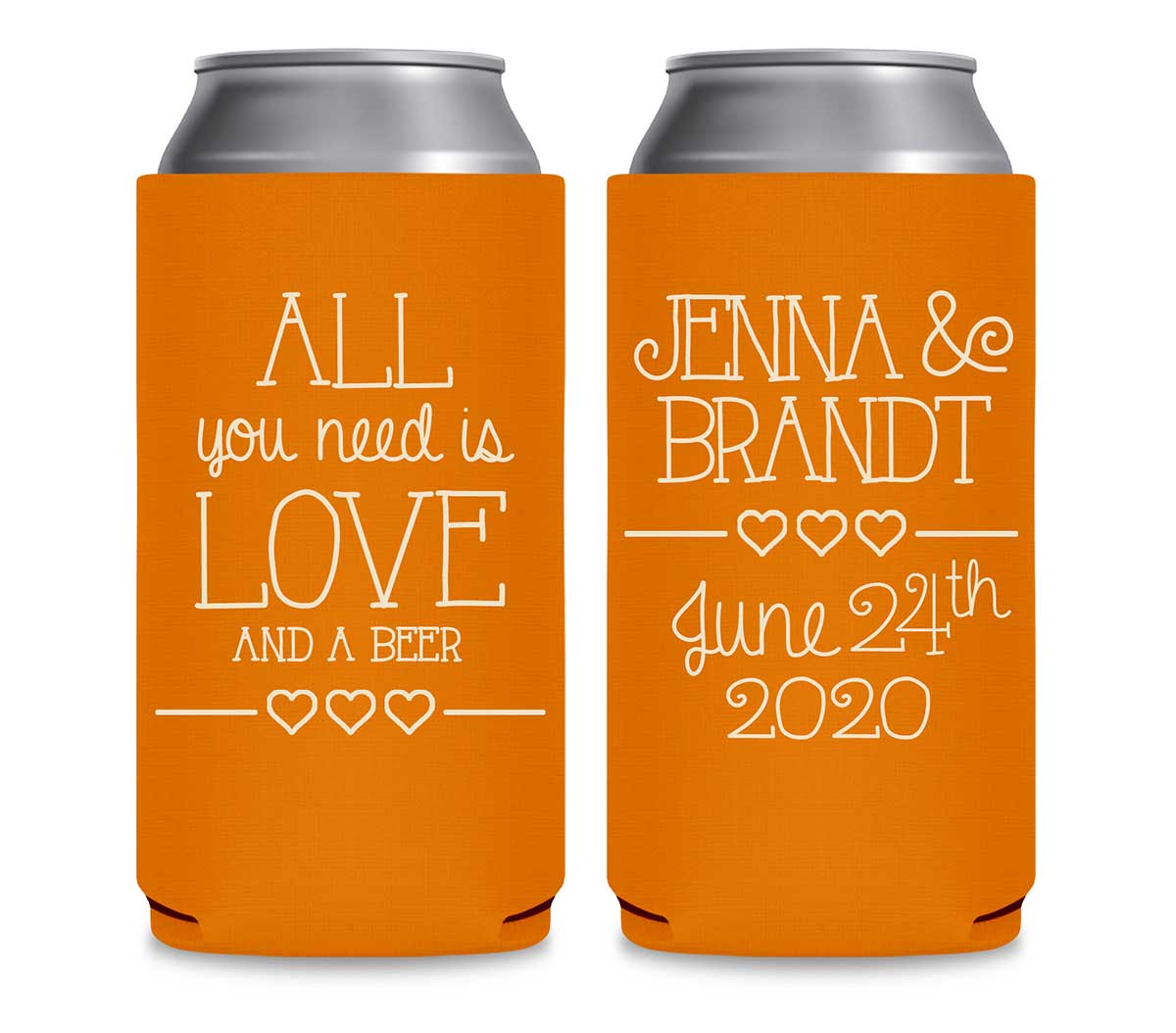 All You Need Is Love And A Beer 3A Foldable 12 oz Slim Can Koozies Wedding Gifts for Guests