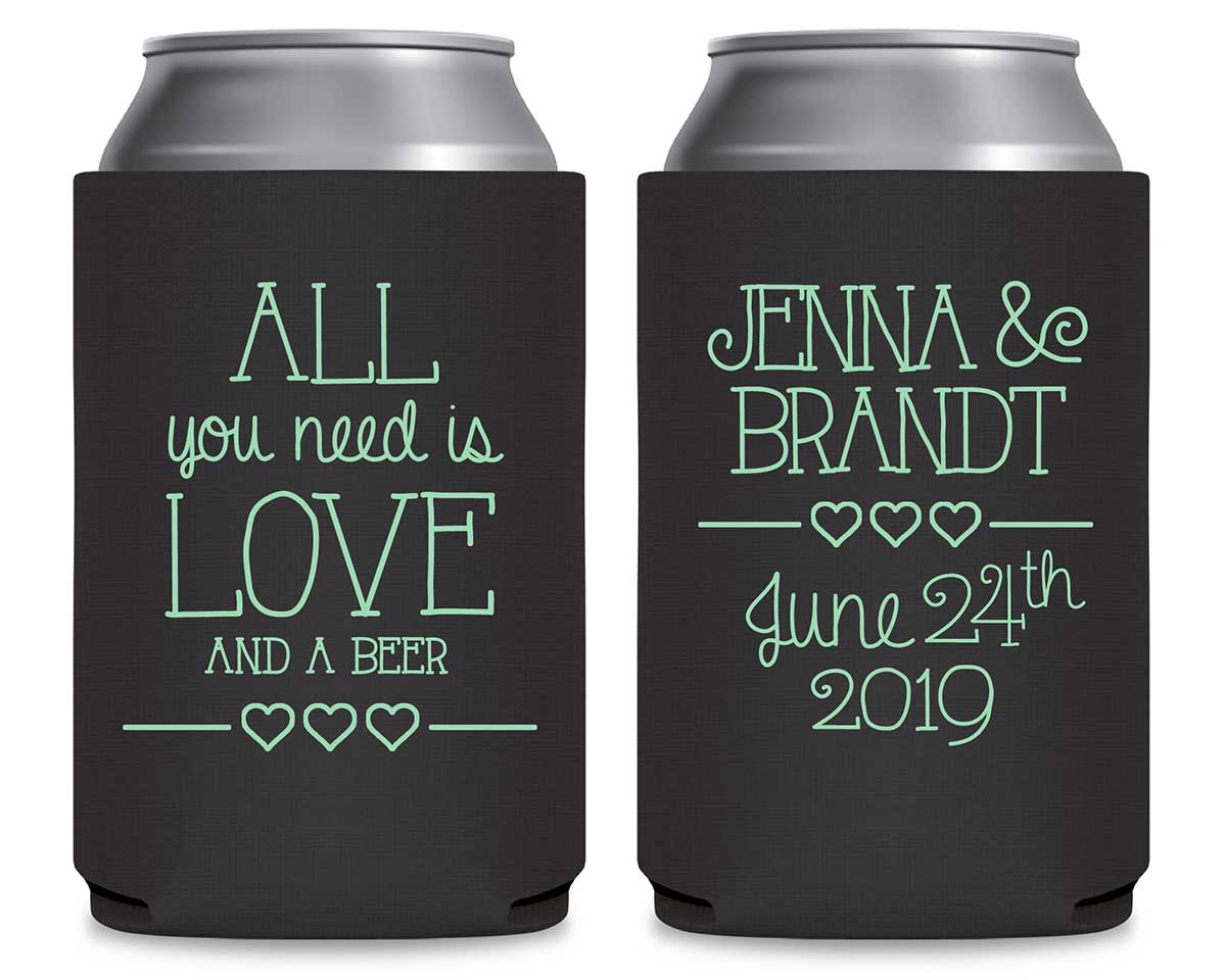 All You Need Is Love And A Beer 3A Foldable Can Koozies Wedding Gifts for Guests