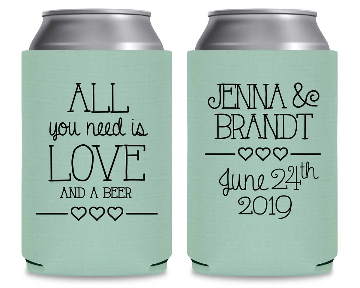 All You Need Is Love And A Beer 3A Foldable Can Koozies Wedding Gifts for Guests