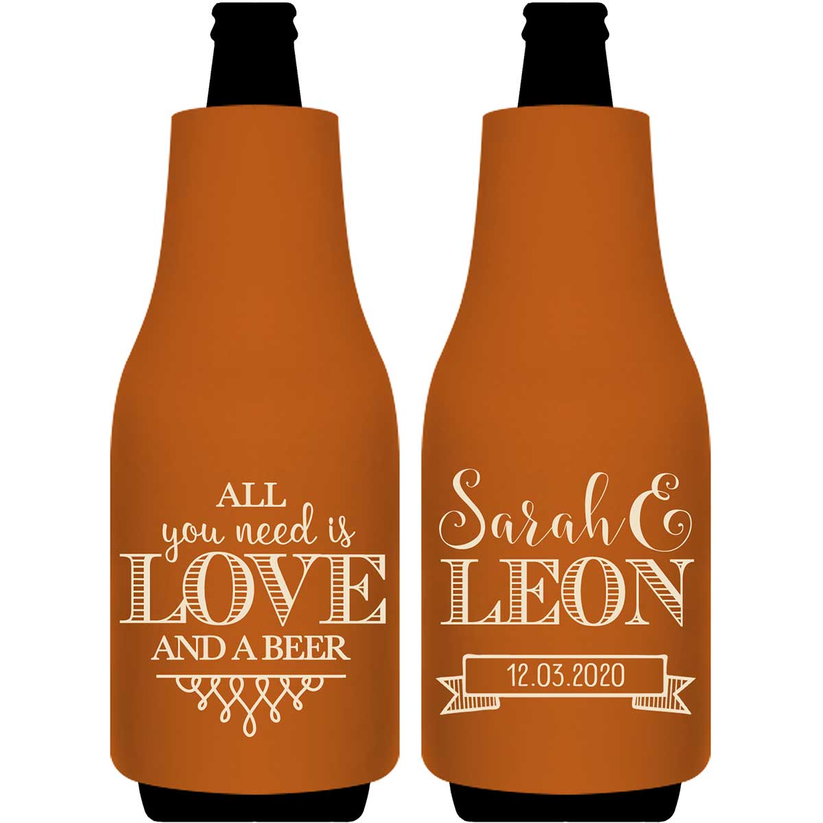 All You Need Is Love And A Beer 4A Foldable Bottle Sleeve Koozies Wedding Gifts for Guests