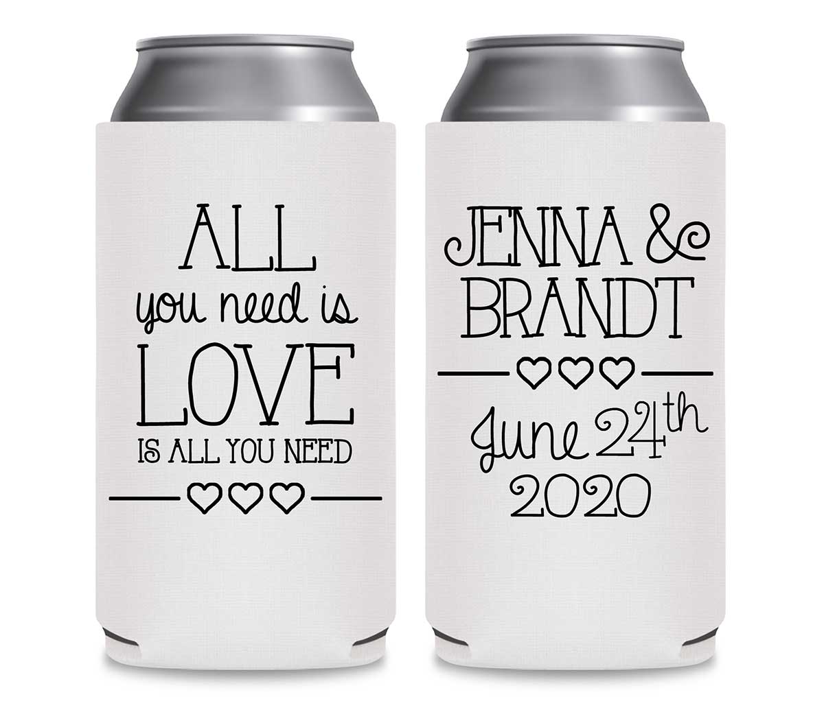 All You Need Is Love Is All You Need 3A Foldable 12 oz Slim Can Koozies Wedding Gifts for Guests