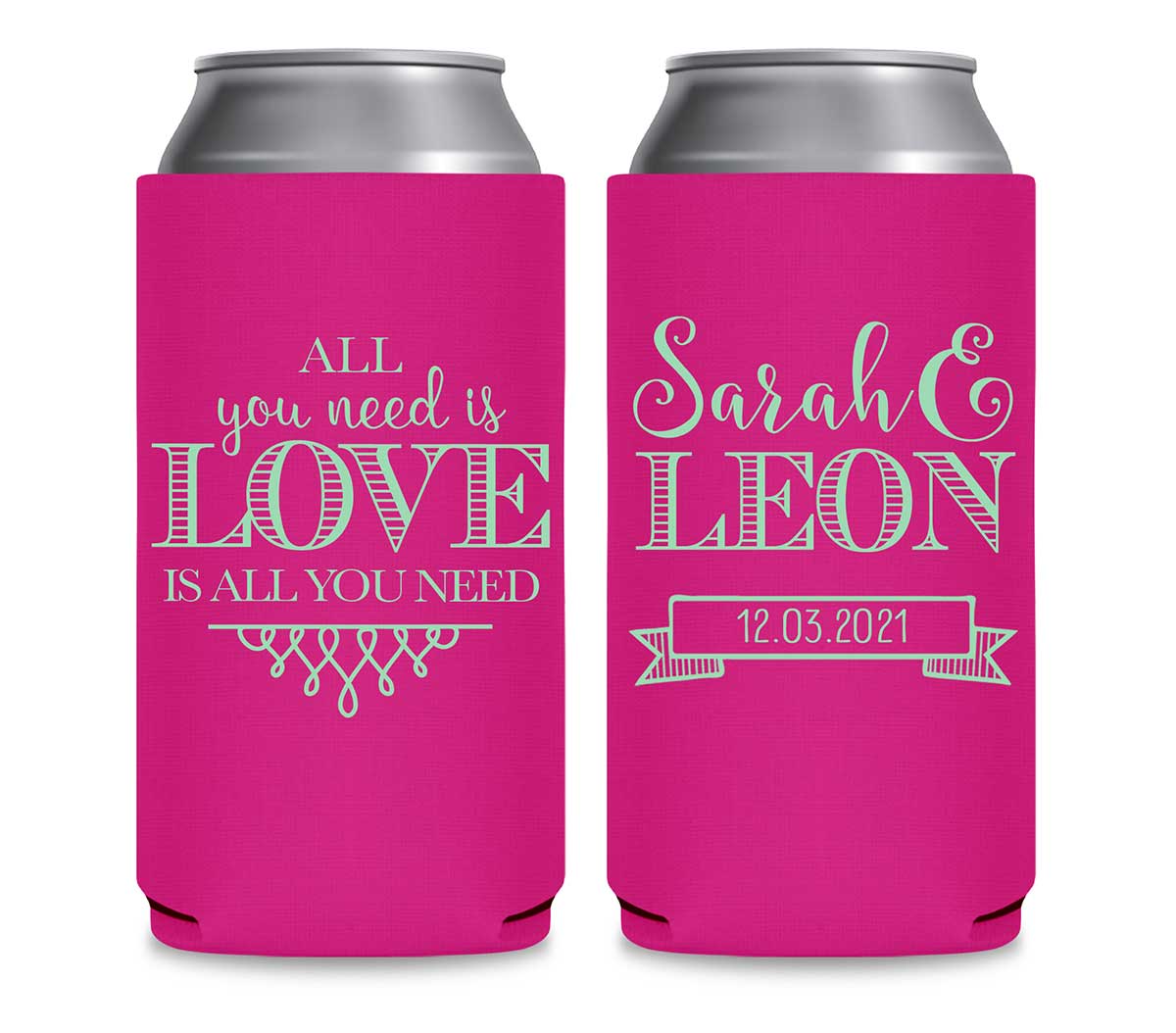 All You Need Is Love Is All You Need 4A Foldable 12 oz Slim Can Koozies Wedding Gifts for Guests