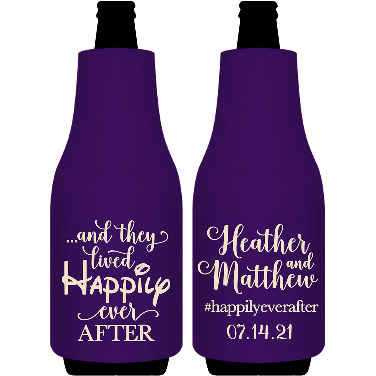 And They Lived Happily Ever After 1B Foldable Bottle Sleeve Koozies Wedding Gifts for Guests