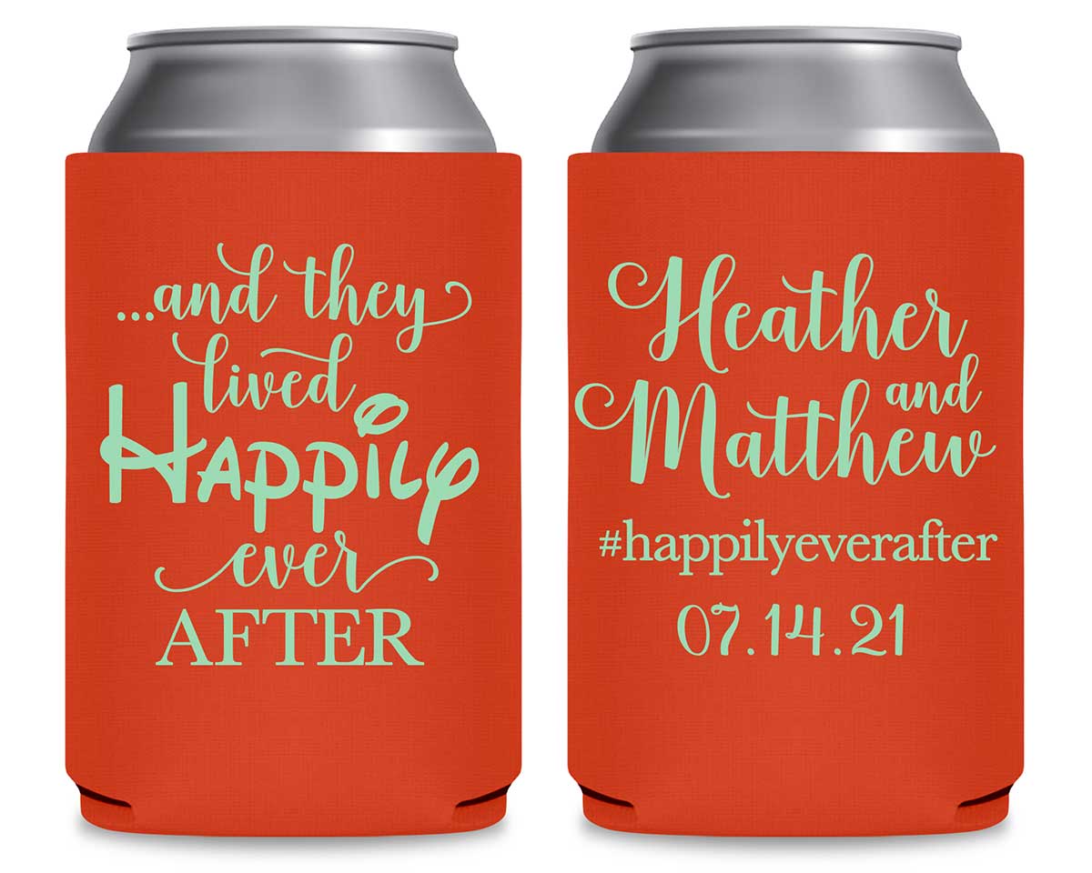 And They Lived Happily Ever After 1B Foldable Can Koozies Wedding Gifts for Guests