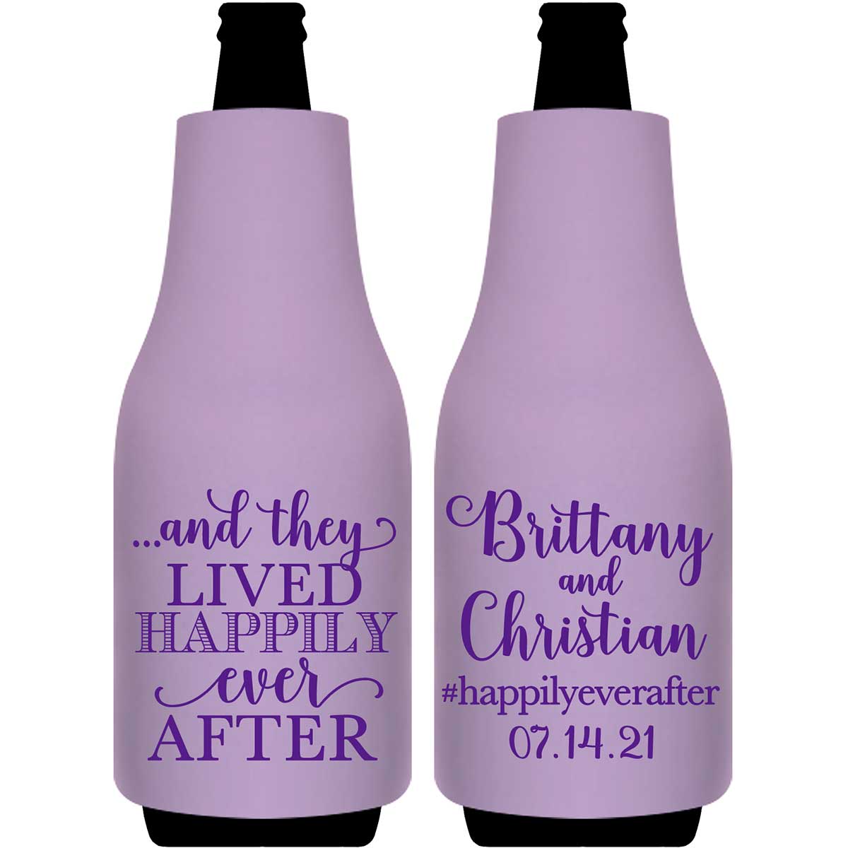 And They Lived Happily Ever After 1C Foldable Bottle Sleeve Koozies Wedding Gifts for Guests