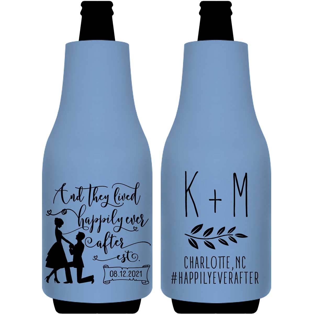 And They Lived Happily Ever After 2A Foldable Bottle Sleeve Koozies Wedding Gifts for Guests