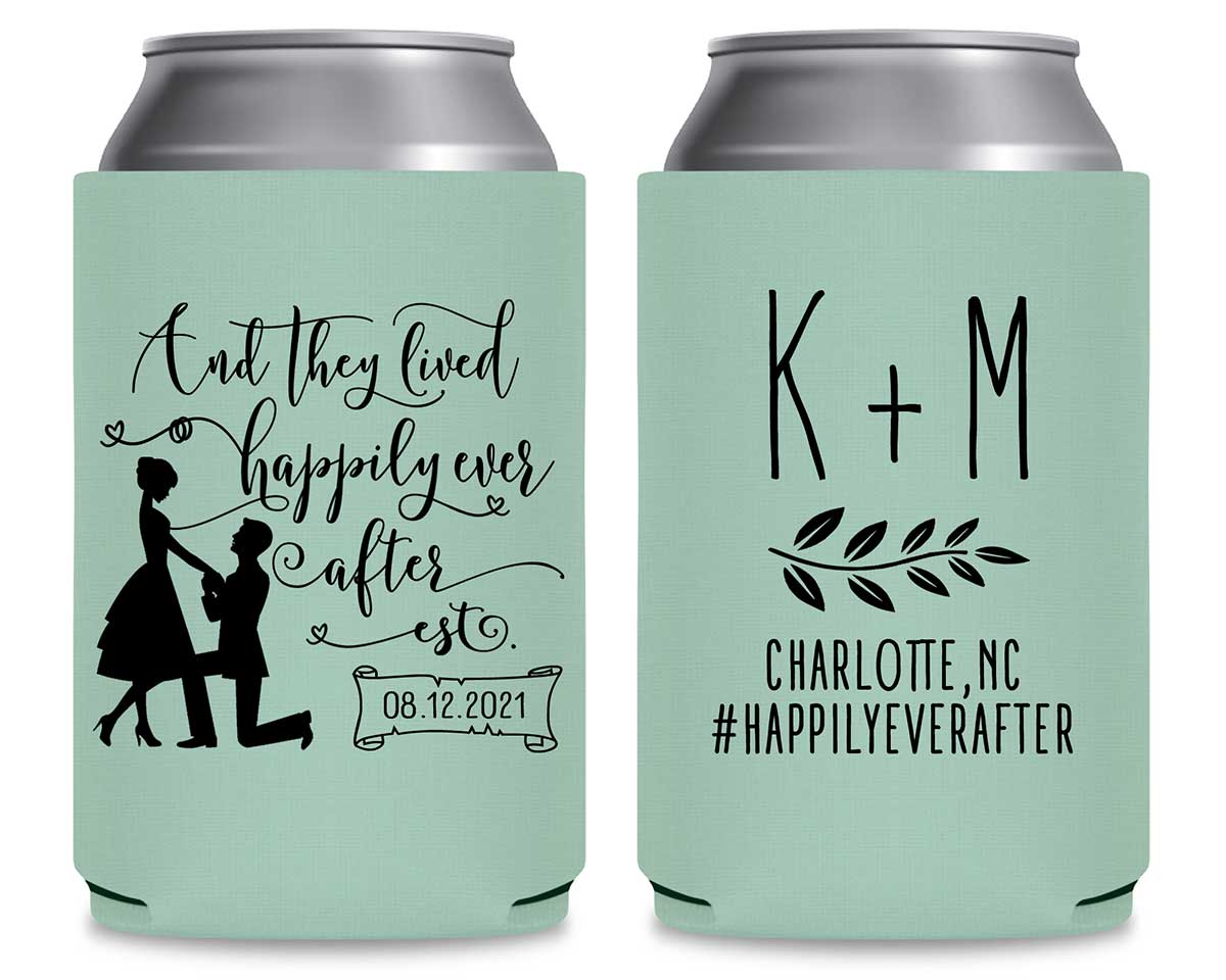 And They Lived Happily Ever After 2A Foldable Can Koozies Wedding Gifts for Guests