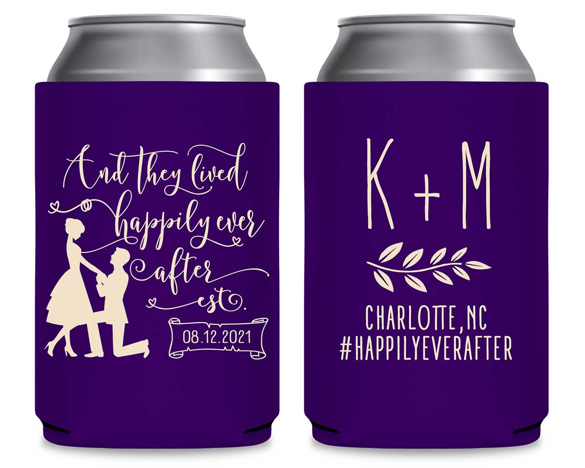 And They Lived Happily Ever After 2A Foldable Can Koozies Wedding Gifts for Guests