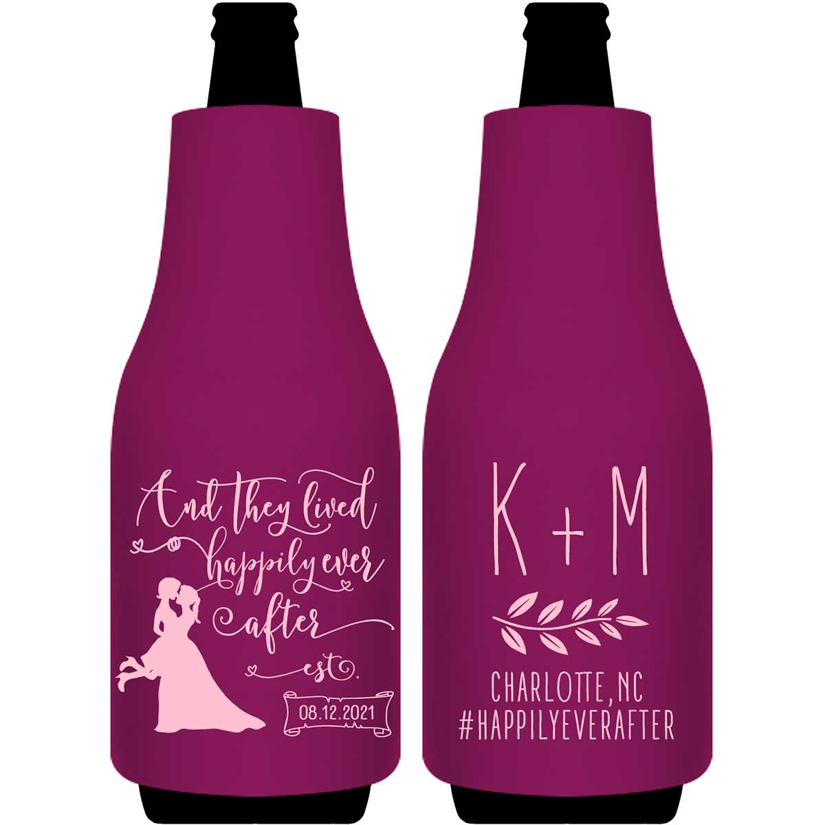 And They Lived Happily Ever After 2B Foldable Bottle Sleeve Koozies Wedding Gifts for Guests
