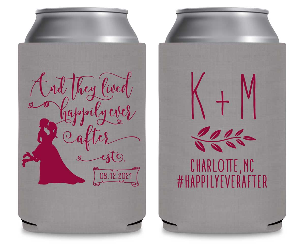 And They Lived Happily Ever After 2B Foldable Can Koozies Wedding Gifts for Guests