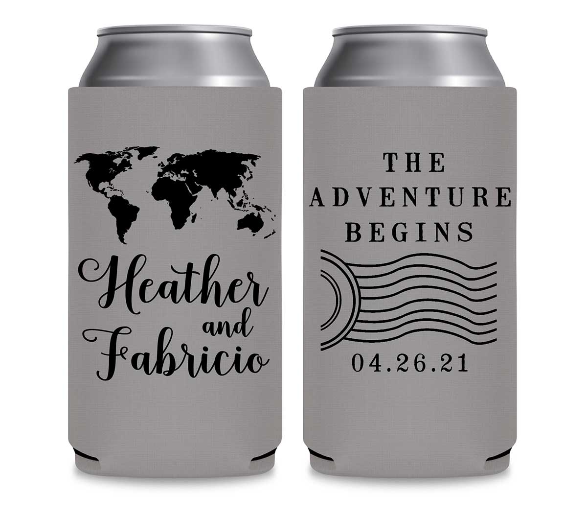 Around The World 1A Foldable 12 oz Slim Can Koozies Wedding Gifts for Guests
