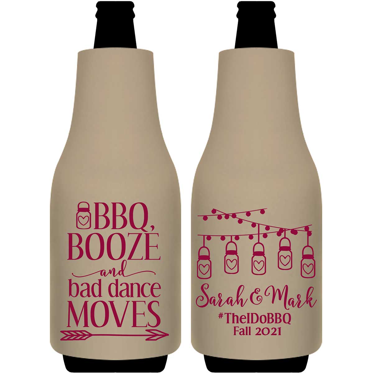 BBQ Booze & Bad Dance Moves 1A Foldable Bottle Sleeve Koozies Wedding Gifts for Guests