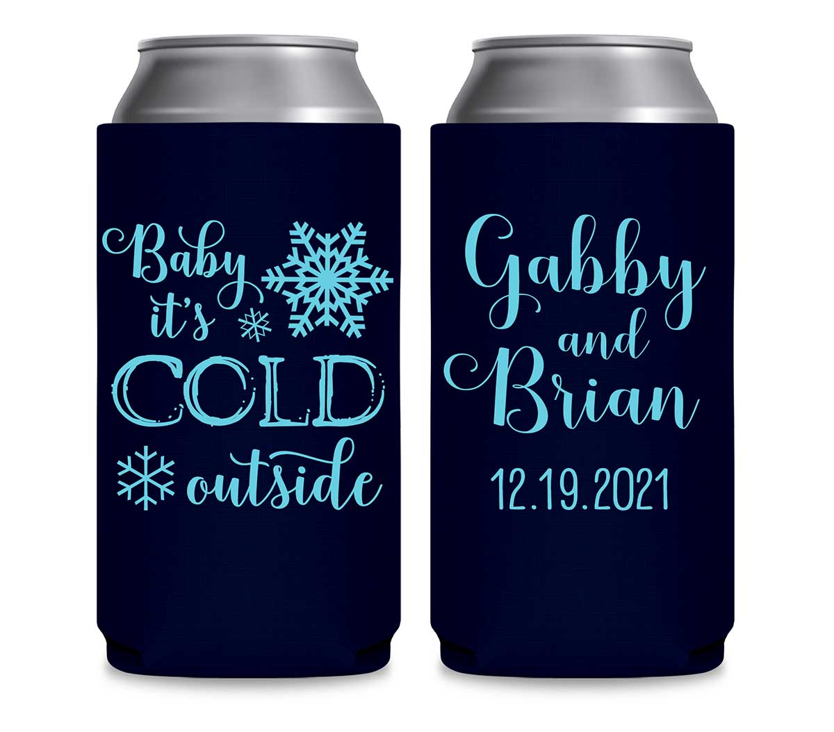 Baby It's Cold Outside 1A Foldable 12 oz Slim Can Koozies Wedding Gifts for Guests
