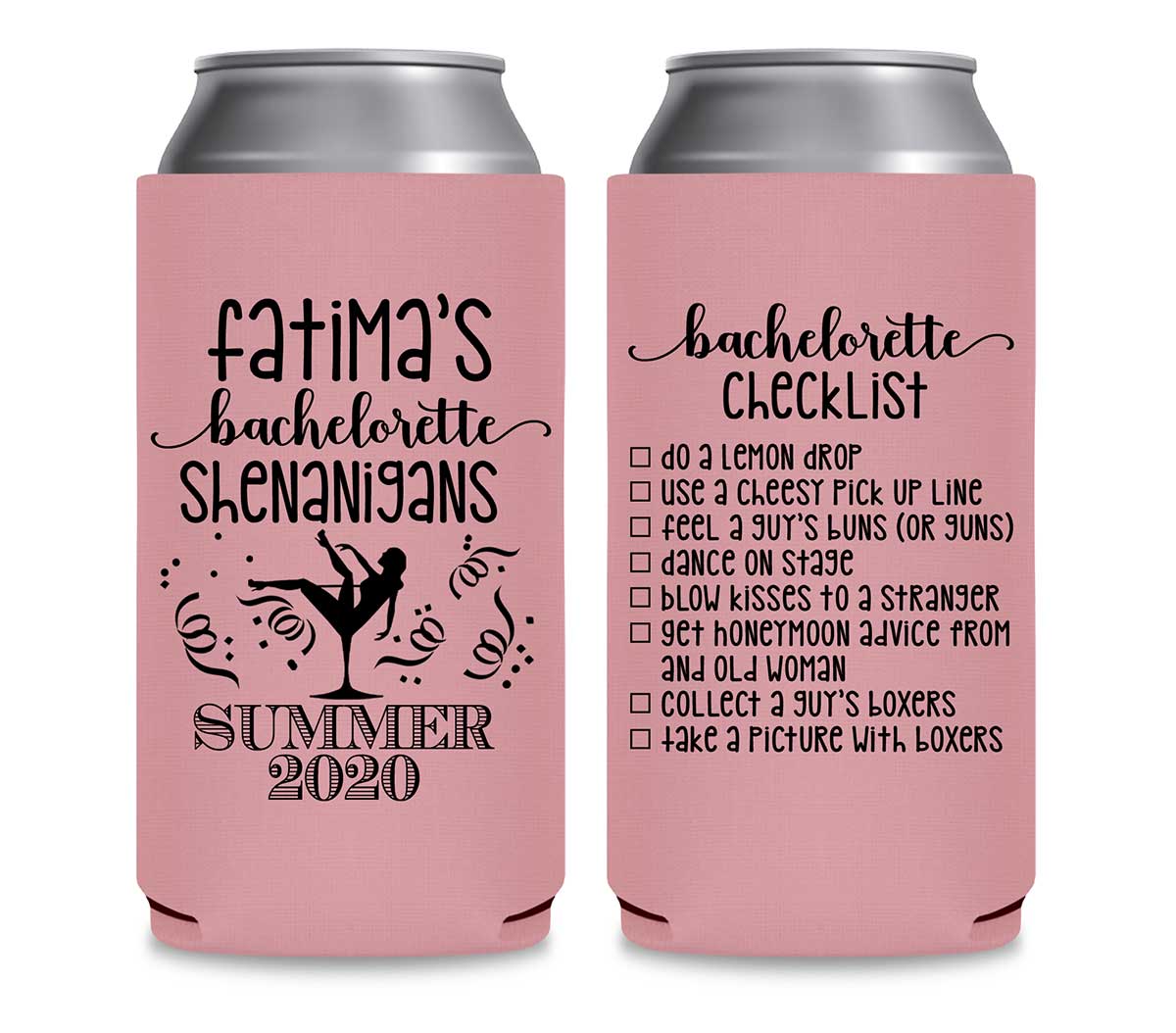 Bachelorette Shenanigans 1A Foldable 12 oz Slim Can Koozies Wedding Gifts for Guests