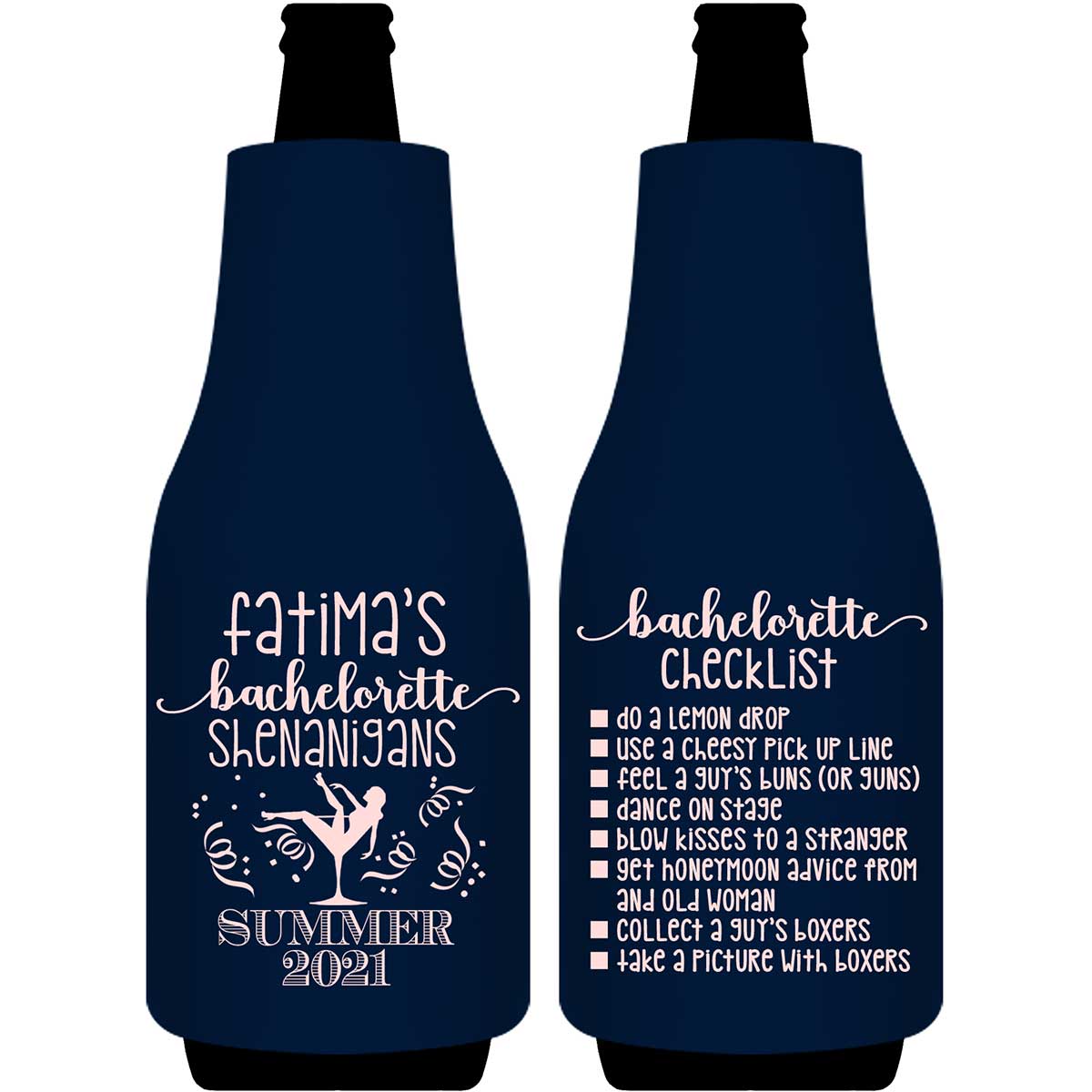 Bachelorette Shenanigans 1A Foldable Bottle Sleeve Koozies Wedding Gifts for Guests