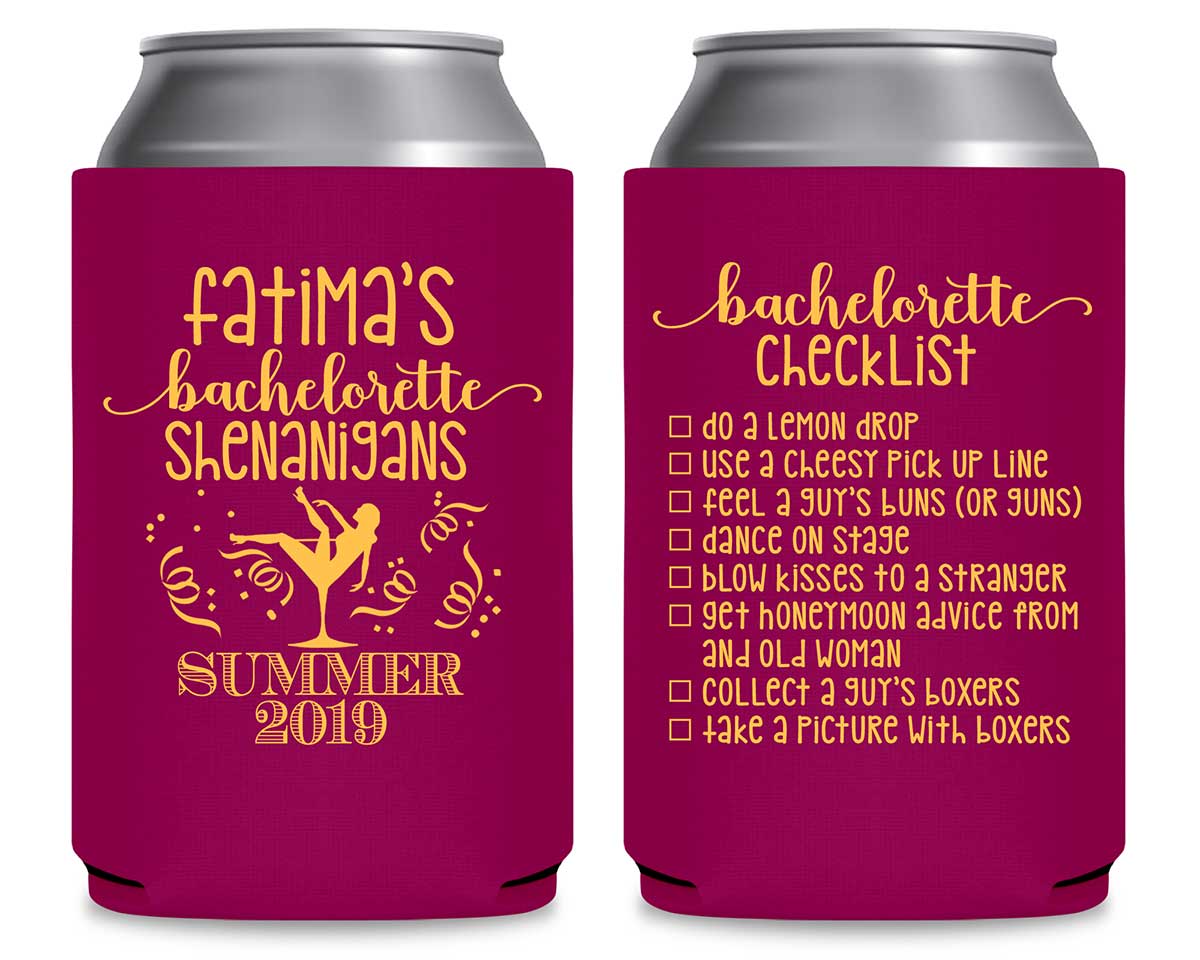 Bachelorette Shenanigans 1A Foldable Can Koozies Wedding Gifts for Guests