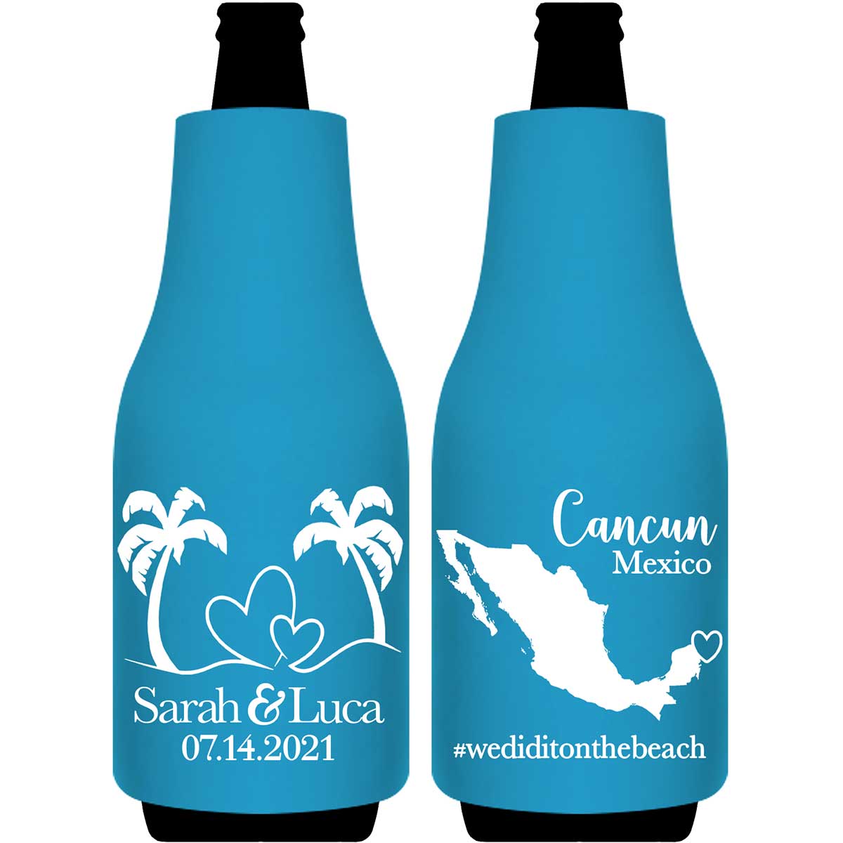 Beach Love 1B Any Map Foldable Bottle Sleeve Koozies Wedding Gifts for Guests