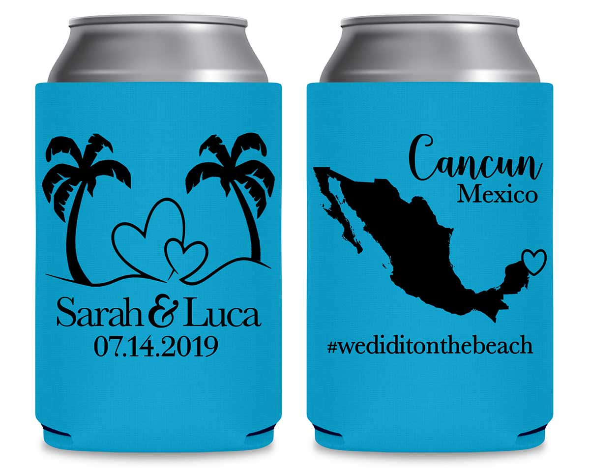 Beach Love 1B Any Map Foldable Can Koozies Wedding Gifts for Guests