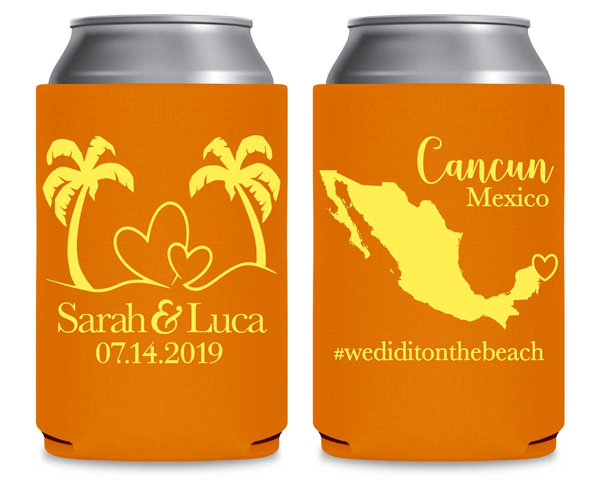 Beach Love 1B Any Map Foldable Can Koozies Wedding Gifts for Guests