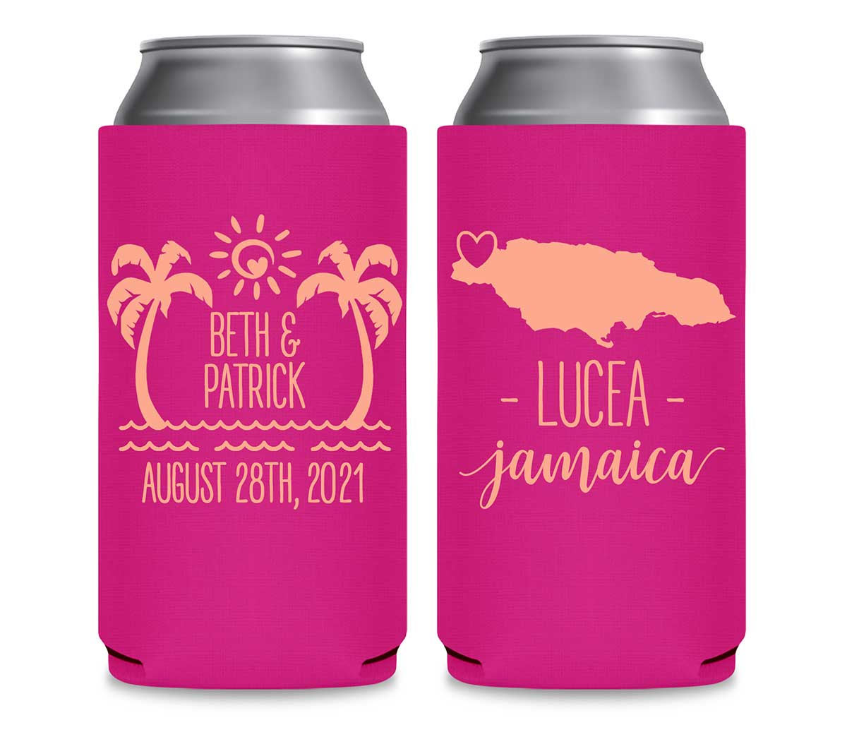 Beach Love 2A Any Map Foldable 12 oz Slim Can Koozies Wedding Gifts for Guests
