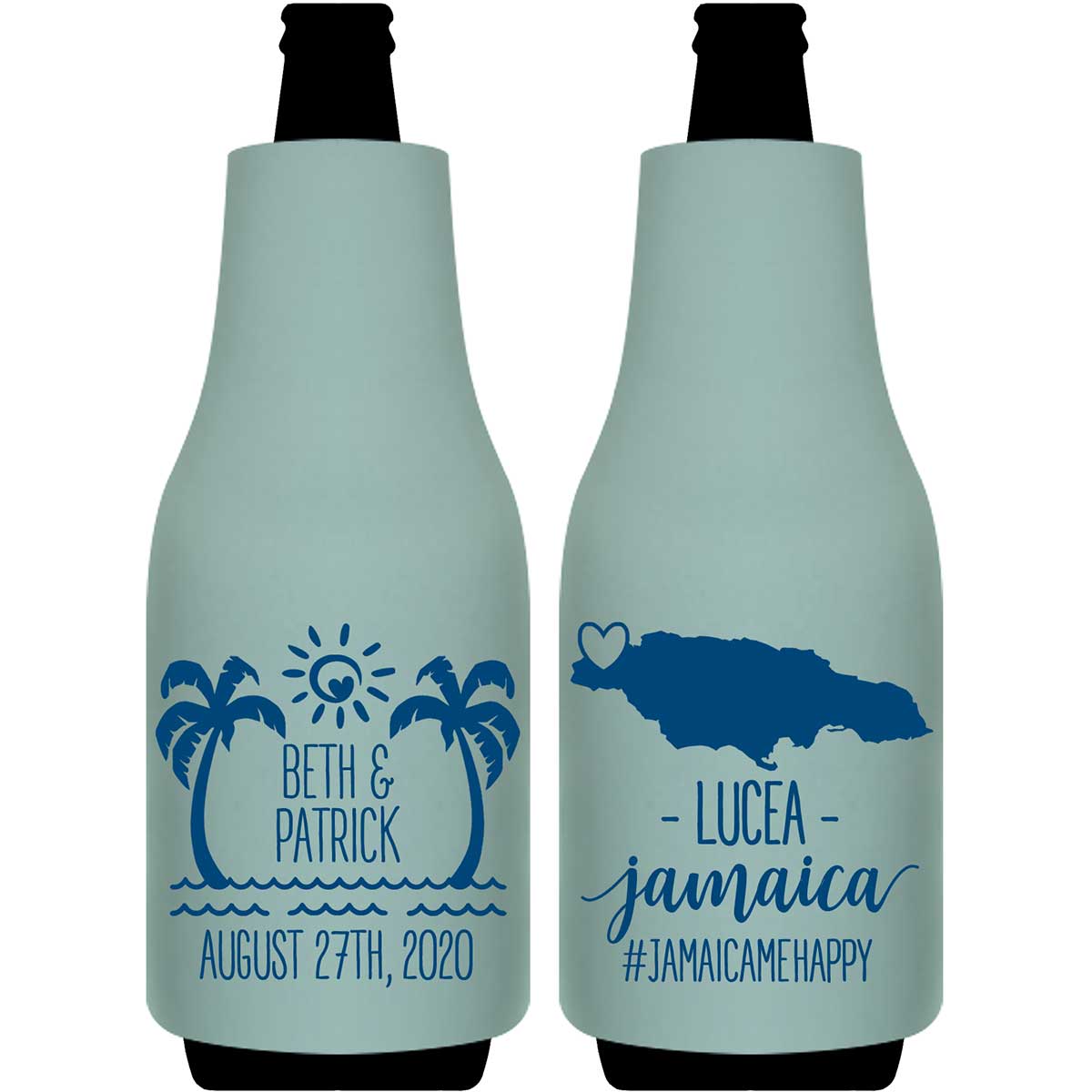 Beach Love 2A Any Map Foldable Bottle Sleeve Koozies Wedding Gifts for Guests