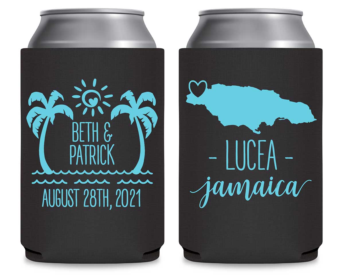 Beach Love 2A Any Map Foldable Can Koozies Wedding Gifts for Guests