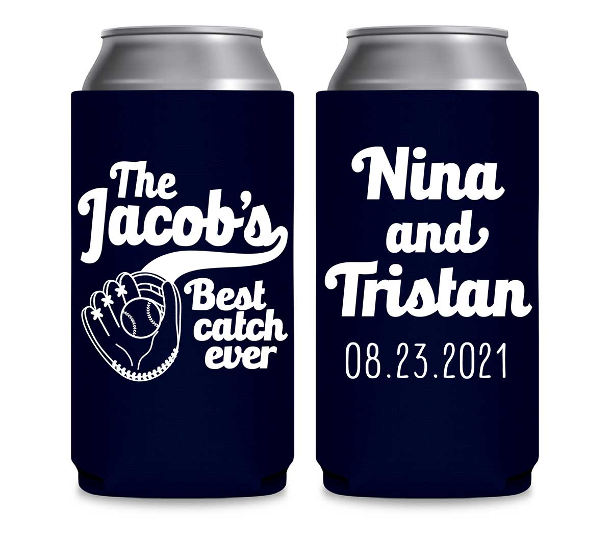 Best Catch Ever 1A Baseball Foldable 12 oz Slim Can Koozies Wedding Gifts for Guests