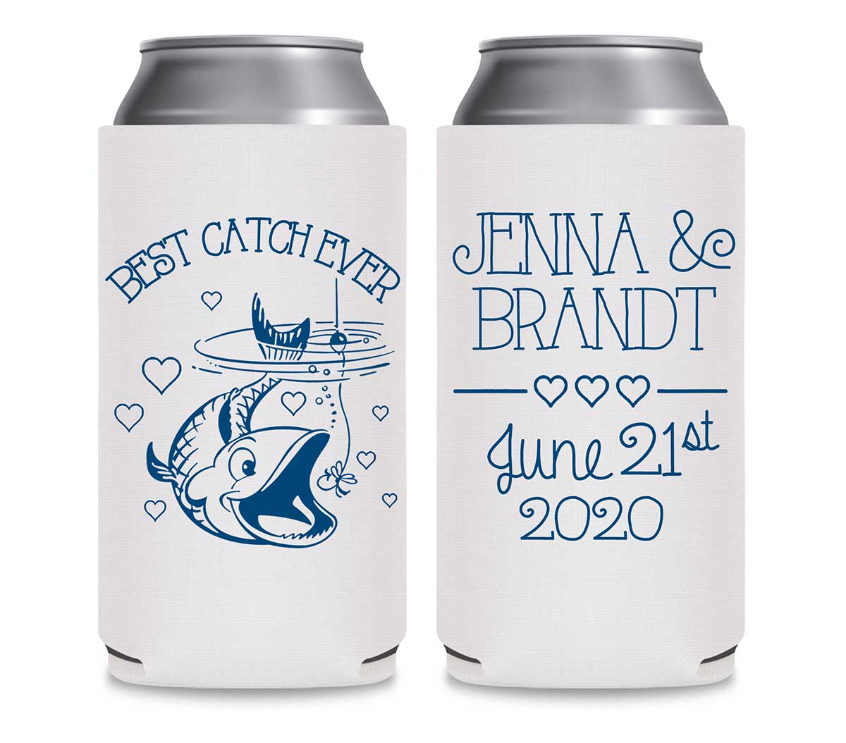 Best Catch Ever 2A Nautical Foldable 12 oz Slim Can Koozies Wedding Gifts for Guests