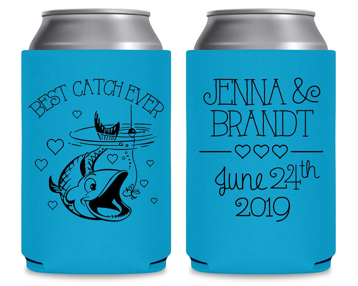 Best Catch Ever 2A Nautical Foldable Can Koozies Wedding Gifts for Guests
