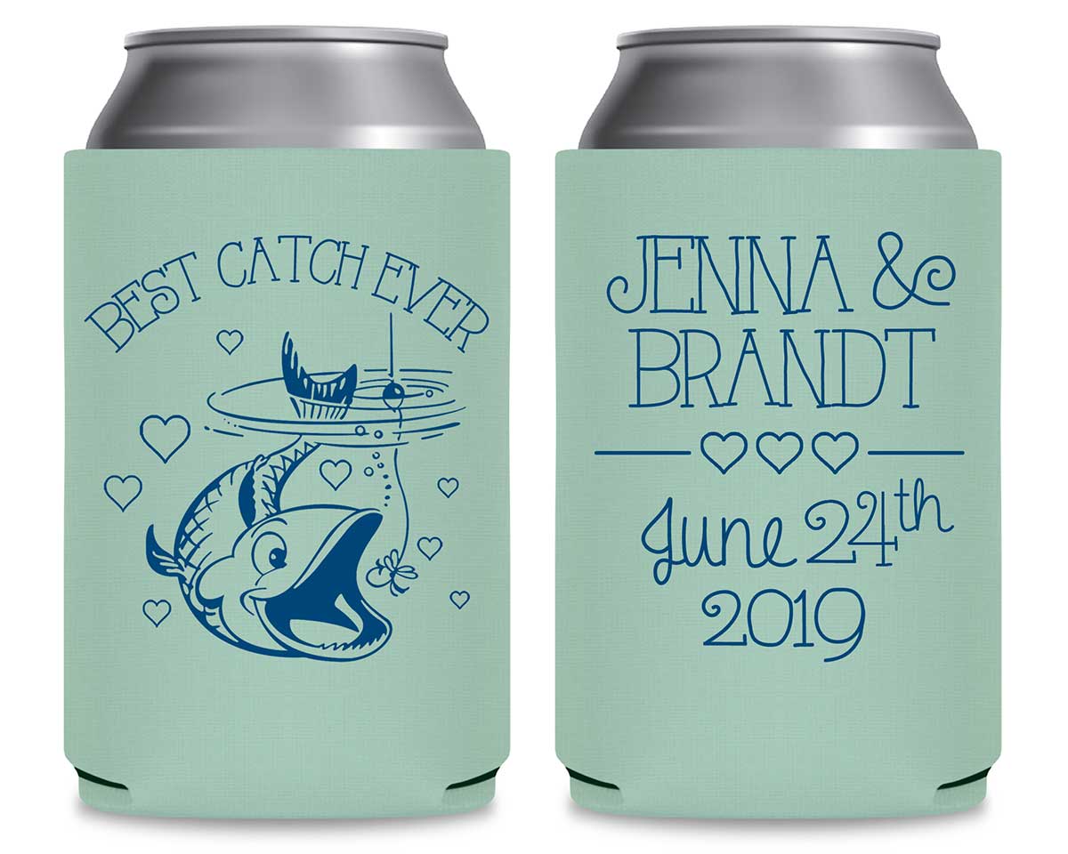 Best Catch Ever 2A Nautical Foldable Can Koozies Wedding Gifts for Guests