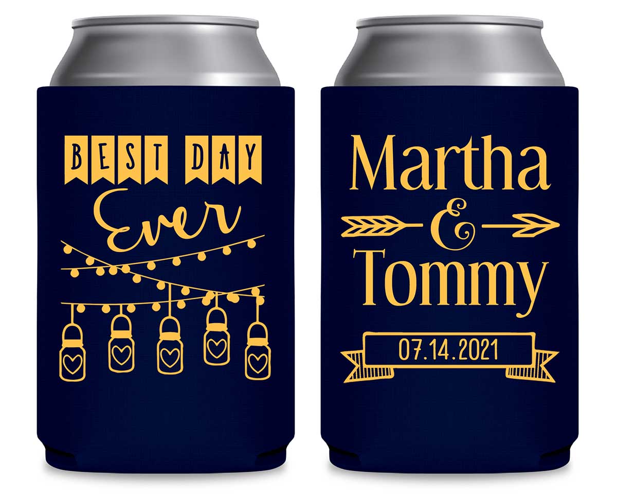 Best Day Ever 1A Mason Jars Foldable Can Koozies Wedding Gifts for Guests