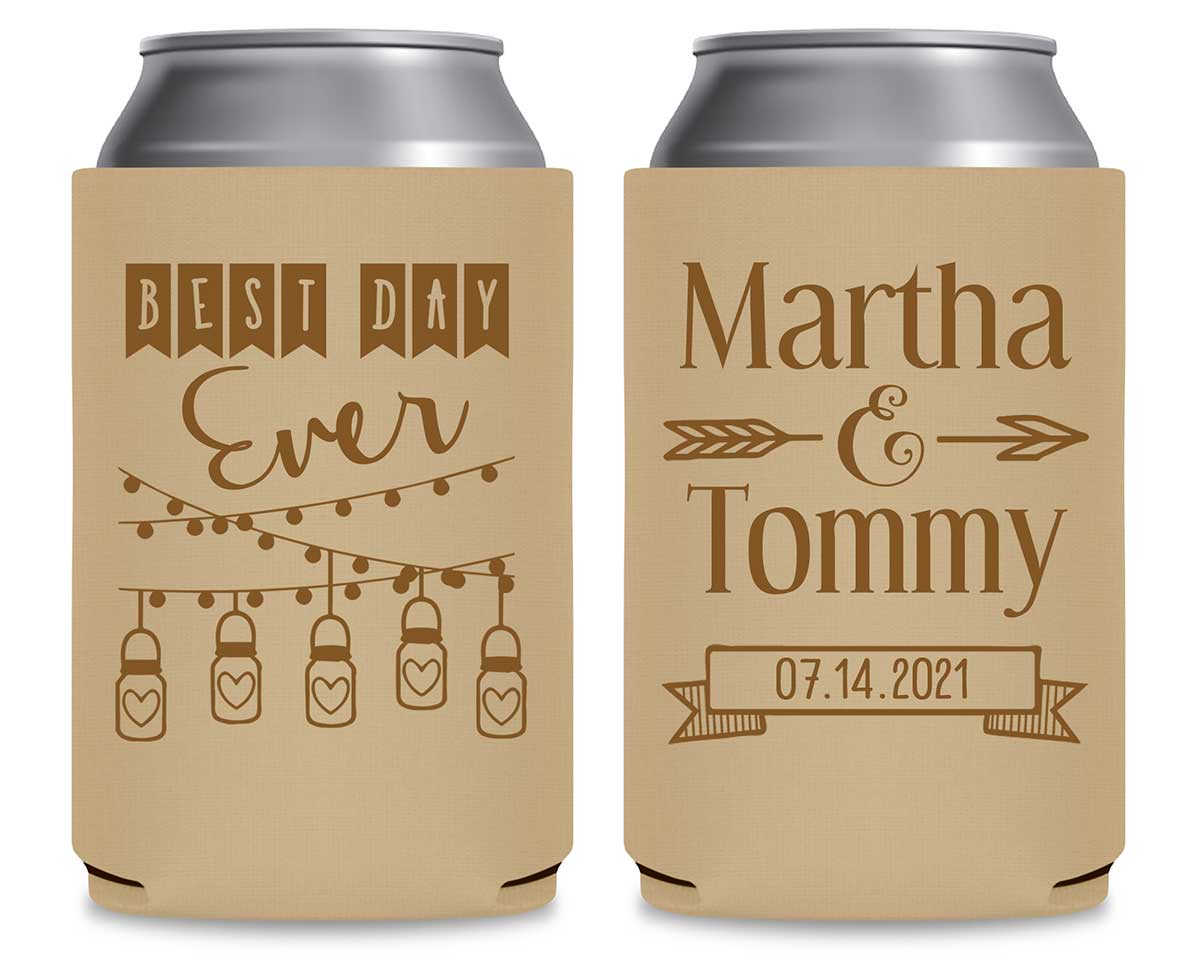 Best Day Ever 1A Mason Jars Foldable Can Koozies Wedding Gifts for Guests