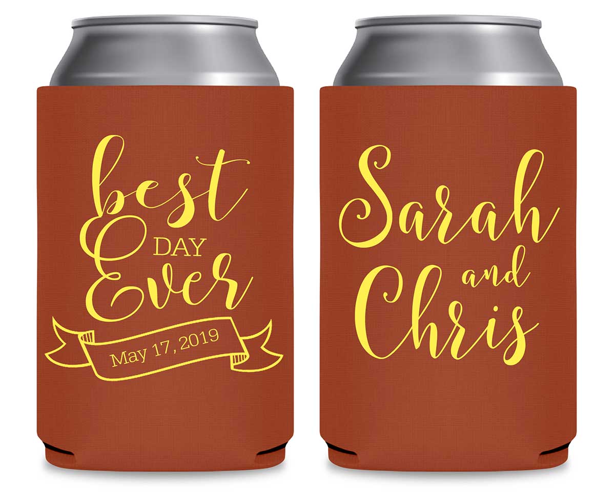Best Day Ever 2A Banner Foldable Can Koozies Wedding Gifts for Guests