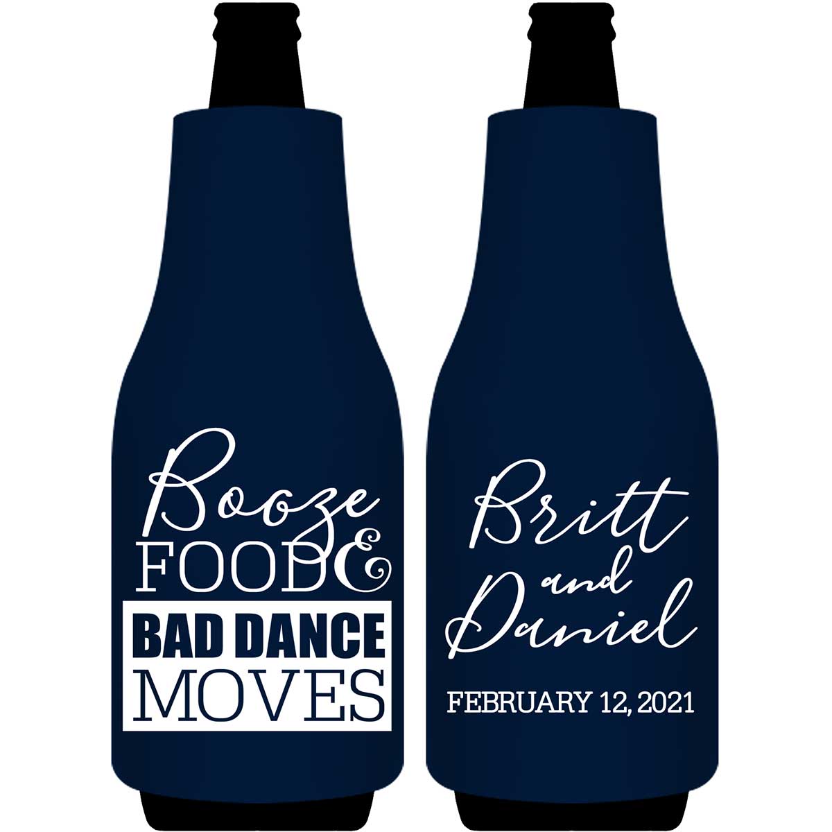 Booze Food & Bad Dance Moves 1A Foldable Bottle Sleeve Koozies Wedding Gifts for Guests