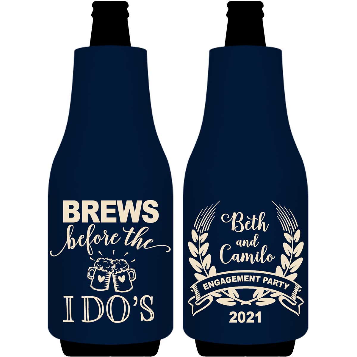 Brews Before The I Do's 1A Foldable Bottle Sleeve Koozies Wedding Gifts for Guests