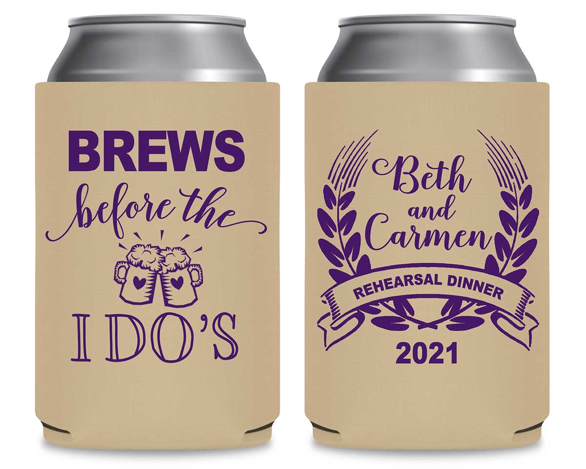 Brews Before The I Do's 1A Foldable Can Koozies Wedding Gifts for Guests