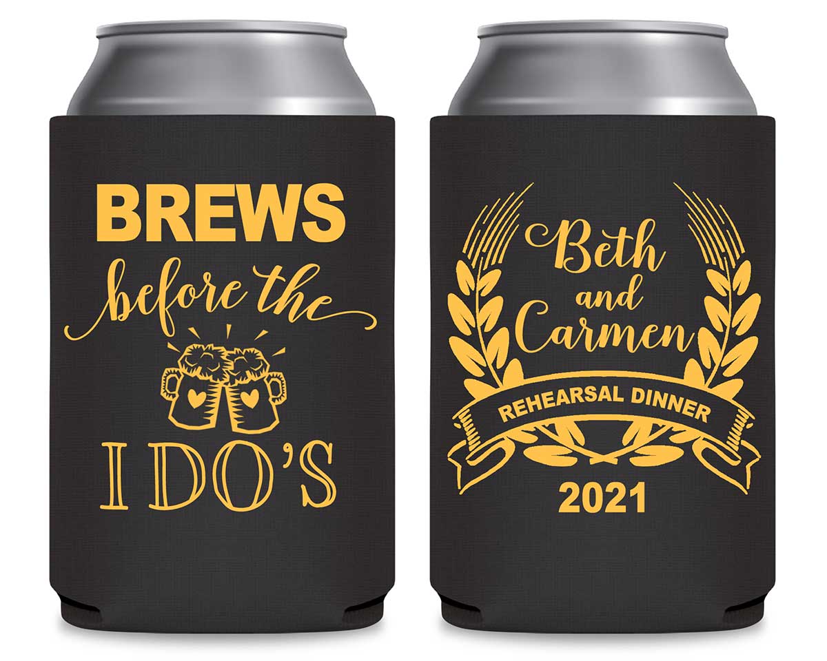Brews Before The I Do's 1A Foldable Can Koozies Wedding Gifts for Guests