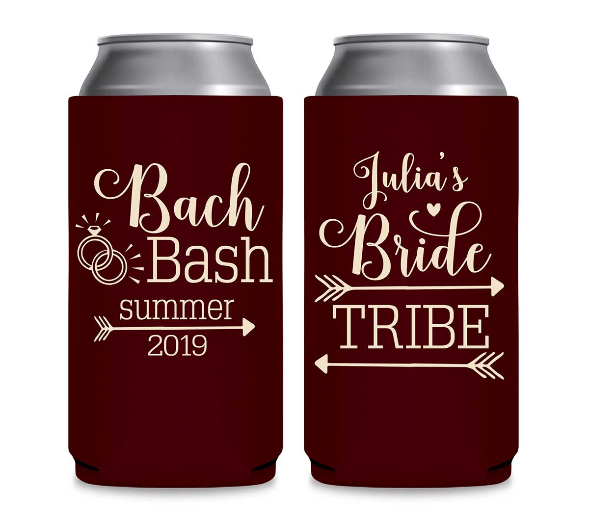 Bride Tribe Bachelorette Bash 1A Foldable 12 oz Slim Can Koozies Wedding Gifts for Guests