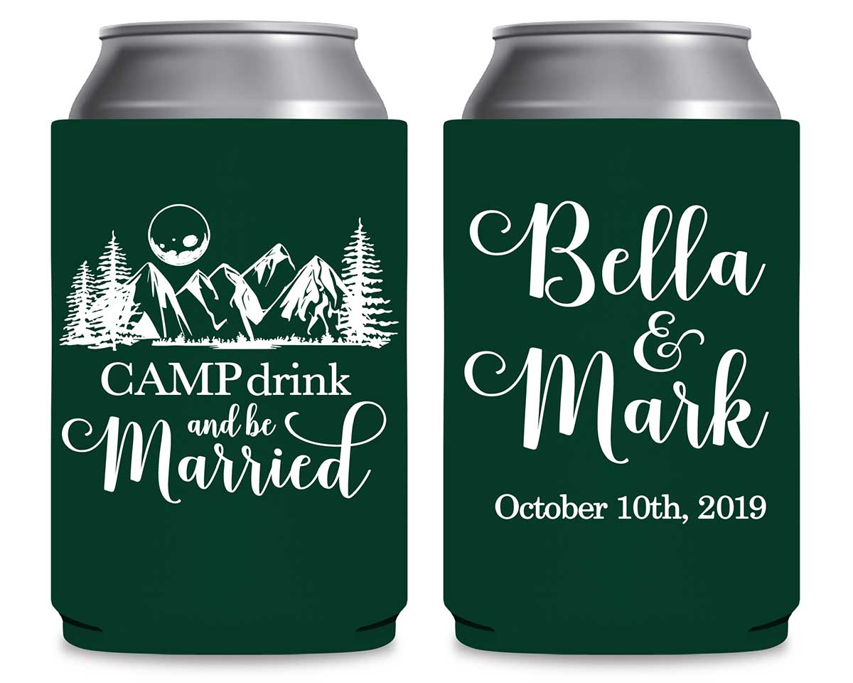 Camp Drink & Be Married 1A Foldable Can Koozies Wedding Gifts for Guests