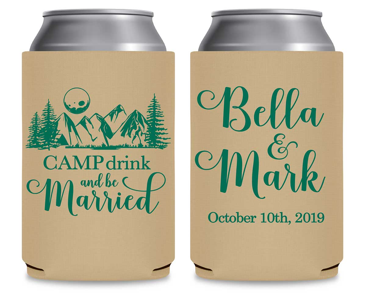 Camp Drink & Be Married 1A Foldable Can Koozies Wedding Gifts for Guests
