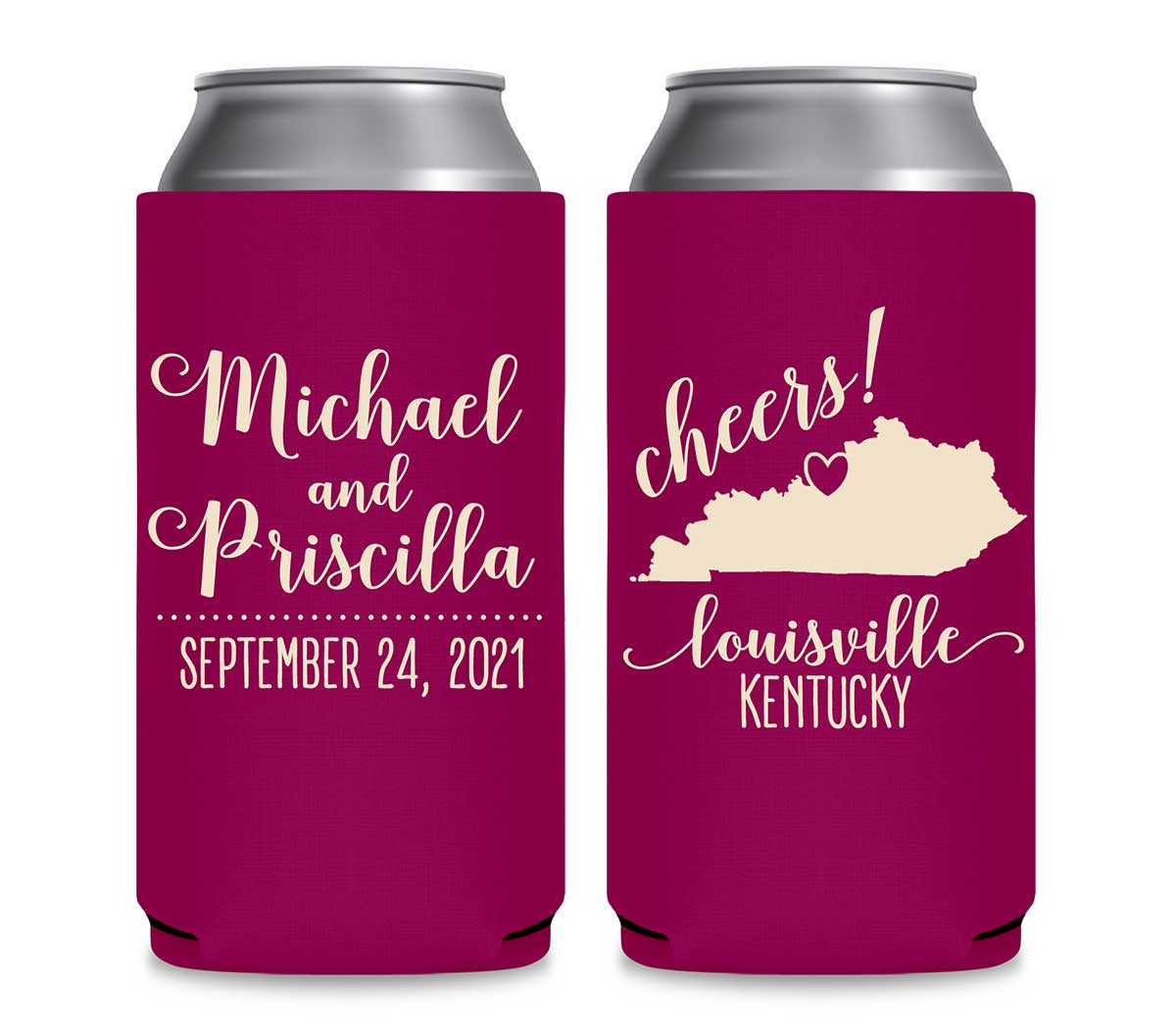 Cheers 2A Any Map Foldable 12 oz Slim Can Koozies Wedding Gifts for Guests