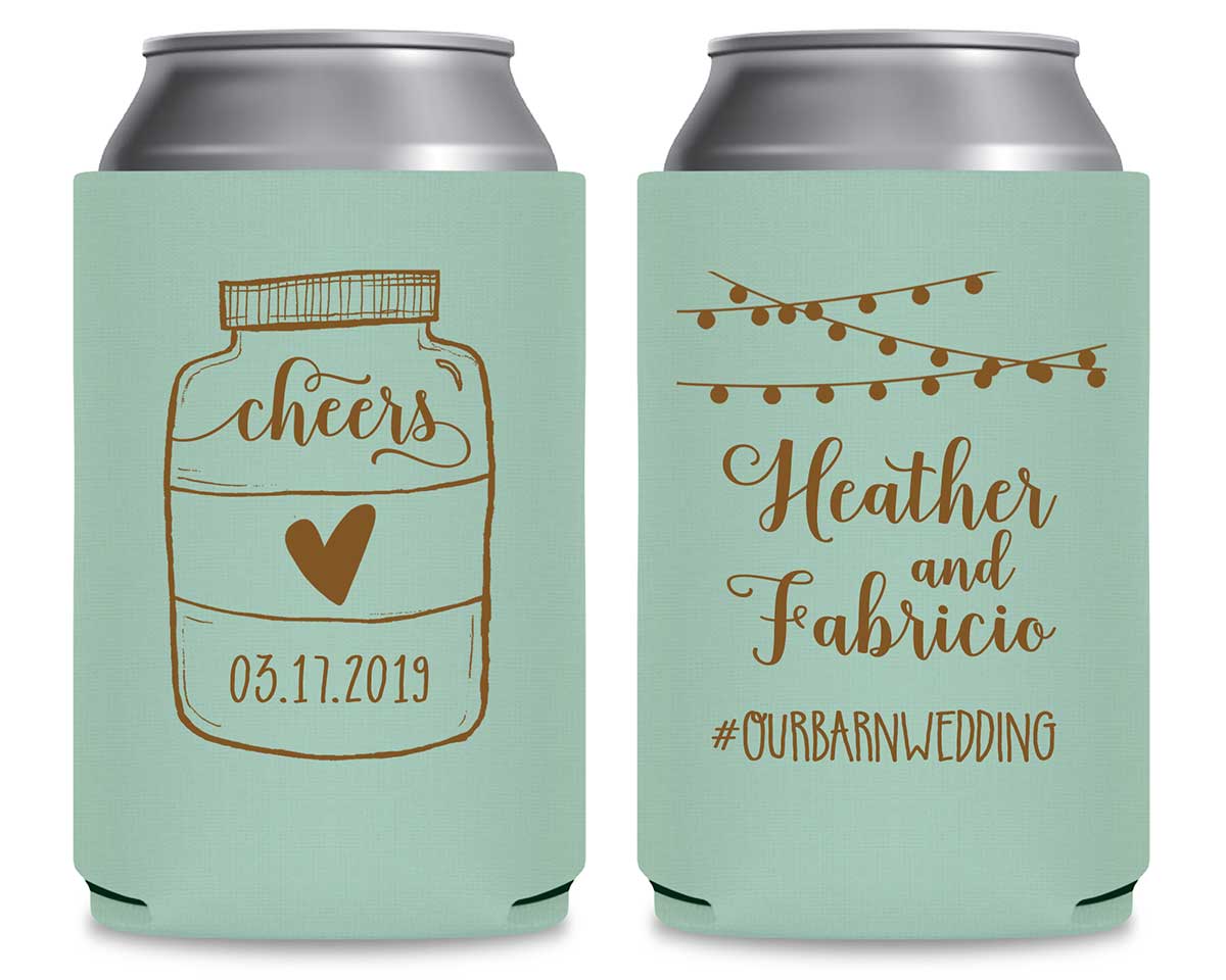 Cheers 3A Mason Jar Foldable Can Koozies Wedding Gifts for Guests