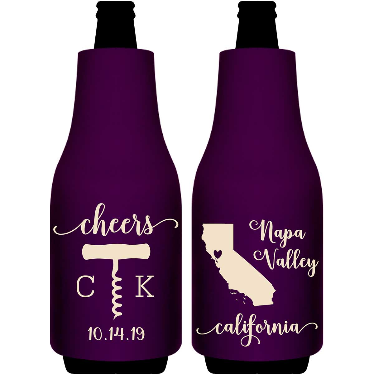 Cheers 5A Any Map Foldable Bottle Sleeve Koozies Wedding Gifts for Guests