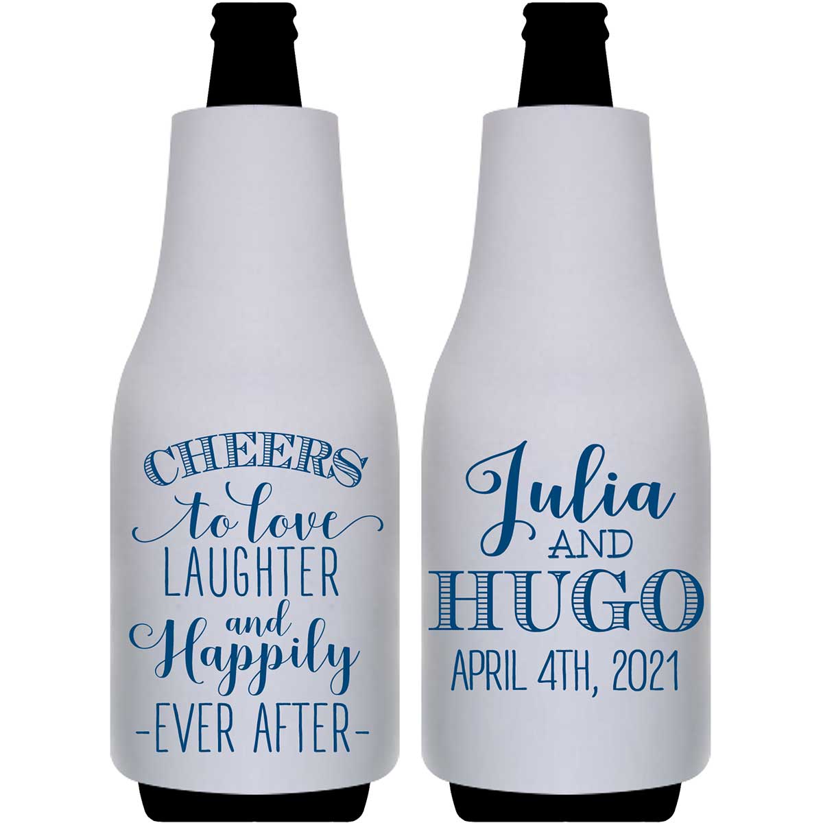 Cheers To Love Laughter & Happily Ever After 1A Foldable Bottle Sleeve Koozies Wedding Gifts for Guests