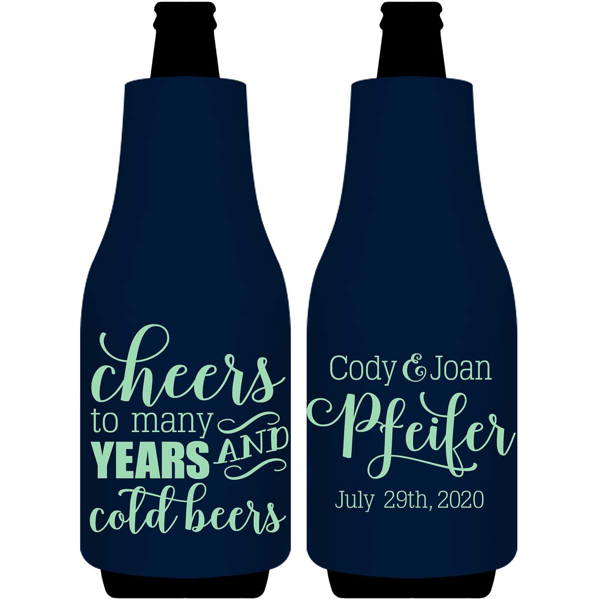 Cheers To Many Years 2A And Cold Beers Foldable Bottle Sleeve Koozies Wedding Gifts for Guests