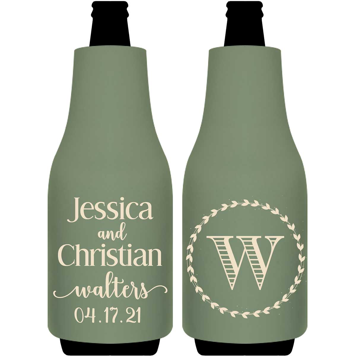 Classic Wedding Design 1A Foldable Bottle Sleeve Koozies Wedding Gifts for Guests