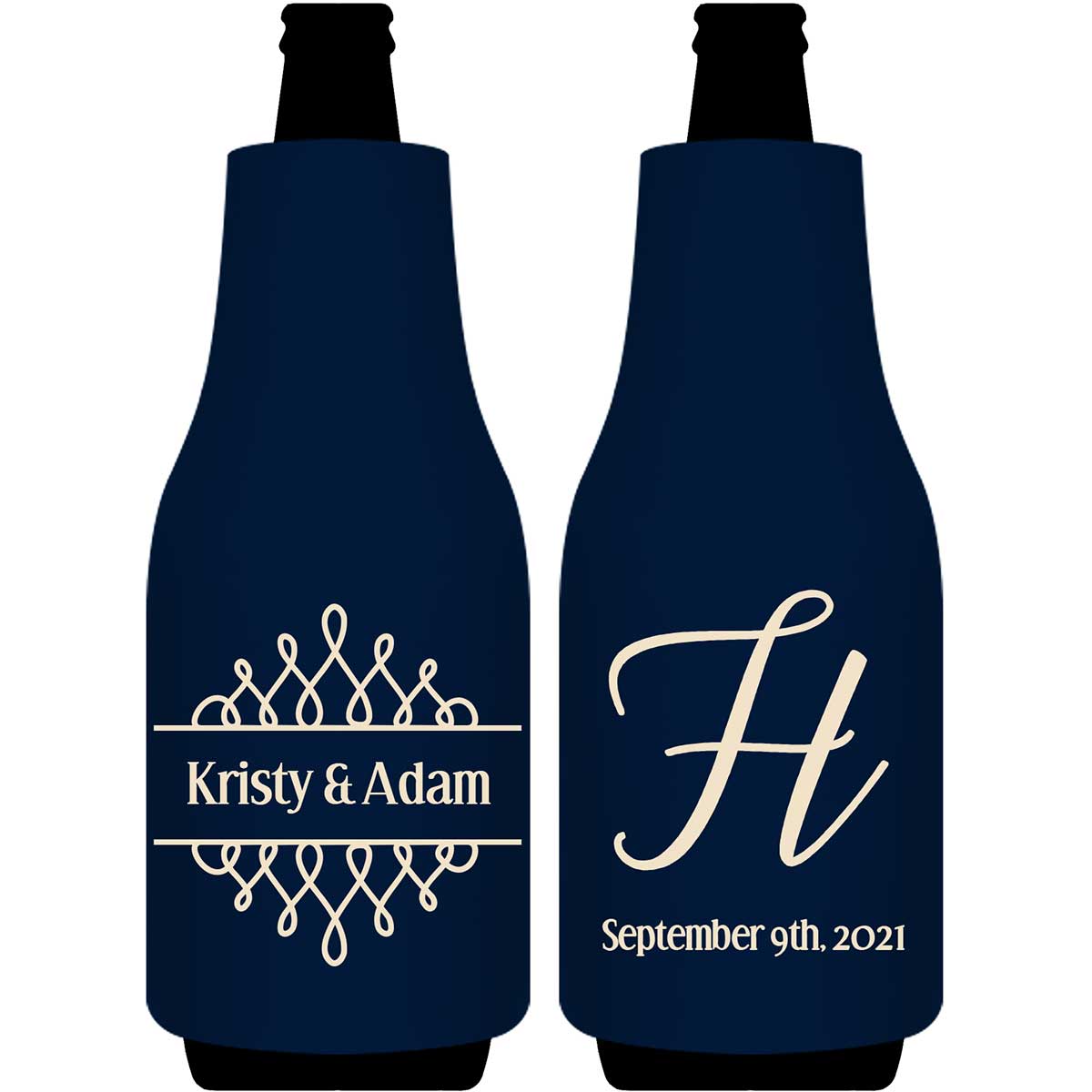 Classic Wedding Design 4A Foldable Bottle Sleeve Koozies Wedding Gifts for Guests